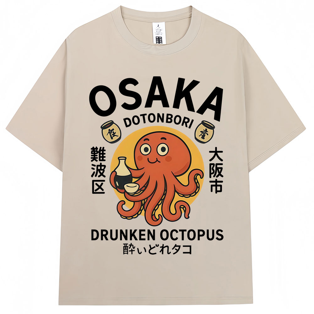 Vintage Fashion Osaka - Camisetas Gráficas Estilo Japonês Octopus Drunken