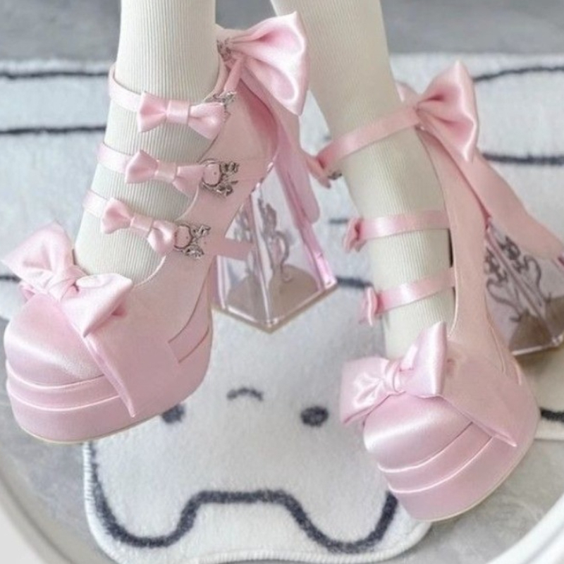 Vintage Y2K - Sapatos de Salto Alto Estilo Lolita