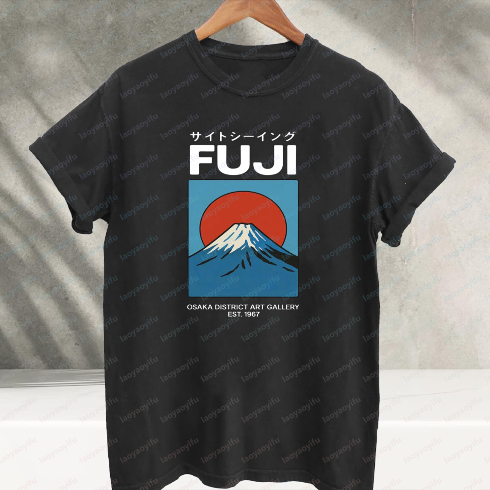 Vintage Fashion Osaka - Camiseta de Algodão Estilo Japonês Fuji