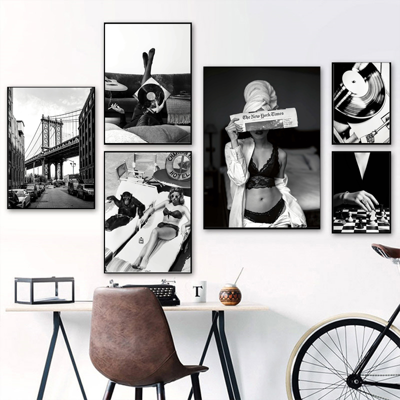 Vintage Fashion Sketches - Preto e branco vintage arte da