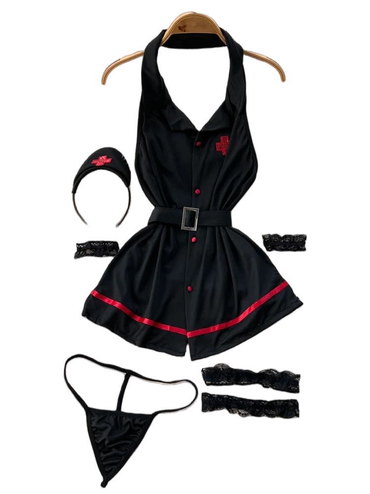 V Vintage Fashion - Vestido de Lingerie Sensual Erótica com