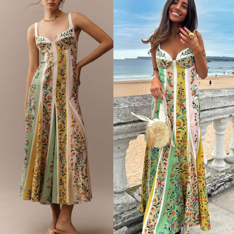 V Vintage Fashion - Vestidos Elegantes para Mulheres, Sem Mangas,