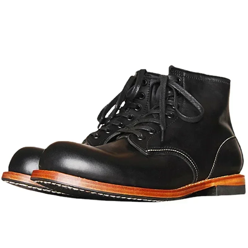 Vintage Fashion For Mens - Botas masculinas vintage de couro genuíno