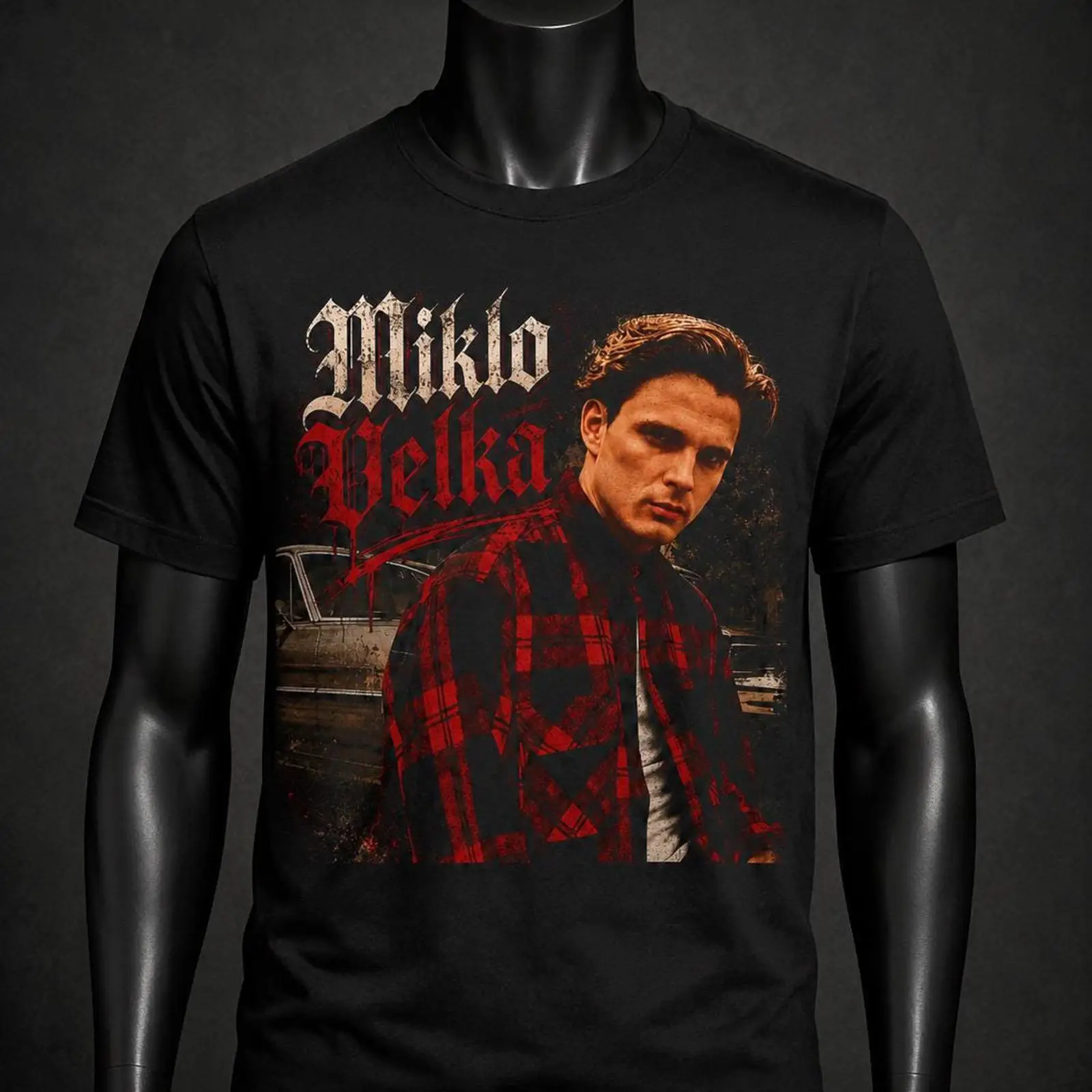 Vintage Fashion Font - Camiseta Masculina Preta com Estampa de