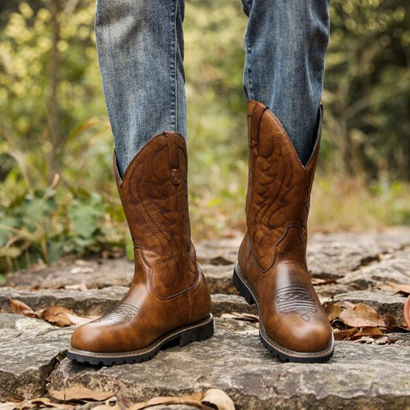 Botas de cowboy masculinas gót - Vintage Fashion For Mens avaliação e preço