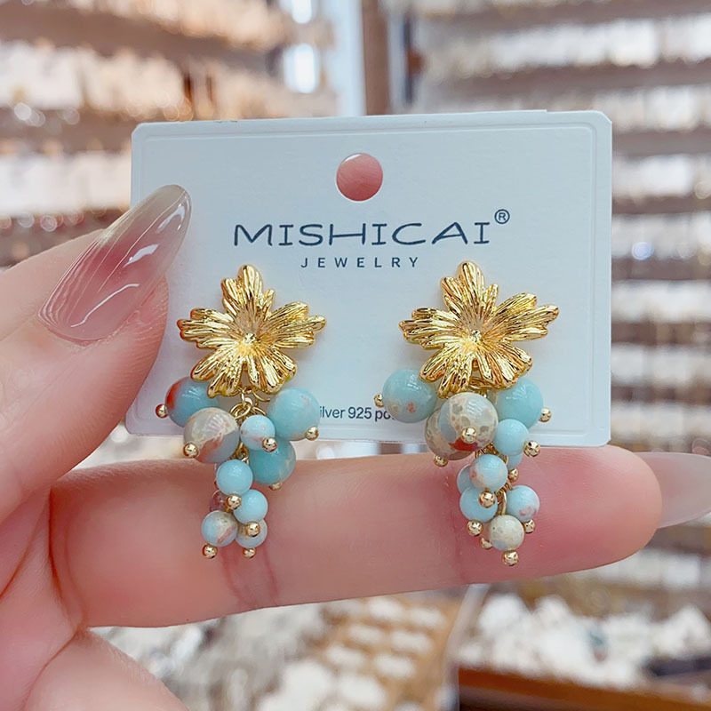 Turquesa uva cluster brincos d - Vintage Fashion Influencer avaliação e preço