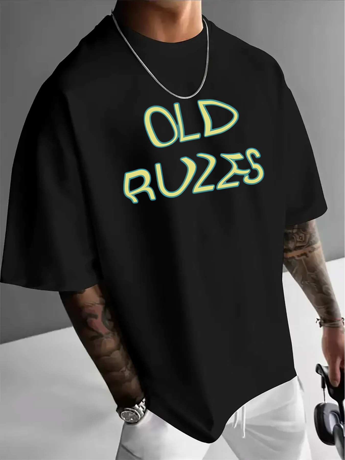 Camiseta casual masculina com  - Vintage Fashion Font avaliação e preço